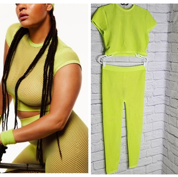 2pcs SKIMS PERFORATED SEAMLESS LEGGING AND CROPPED TOP/LIME/3XL - Picture 3 of 15